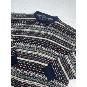 Vintage Etchings Mens Cotton Blend Striped‎ Multicolor Size L